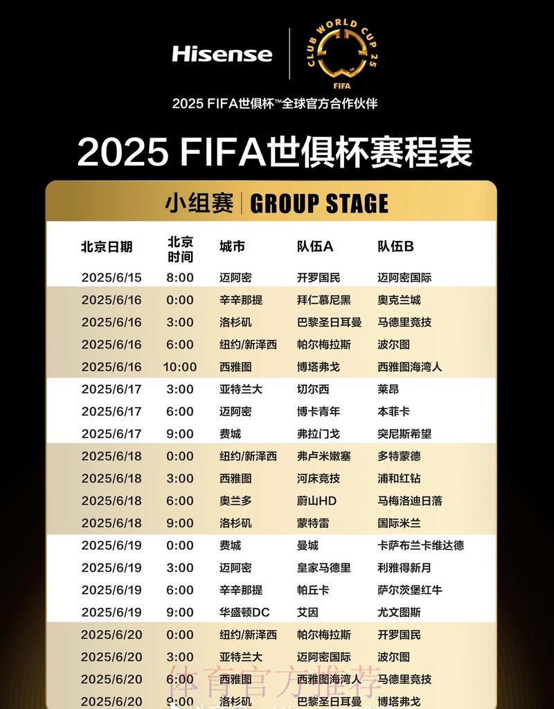 世界杯直播赛程时间表及详细信息